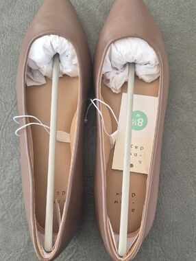 a new day Pointed Toe Ballet Flats in Taupe